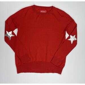 Zadig & Voltaire Cici Star Patch Sweater Red 100% Merino Wool Size XS